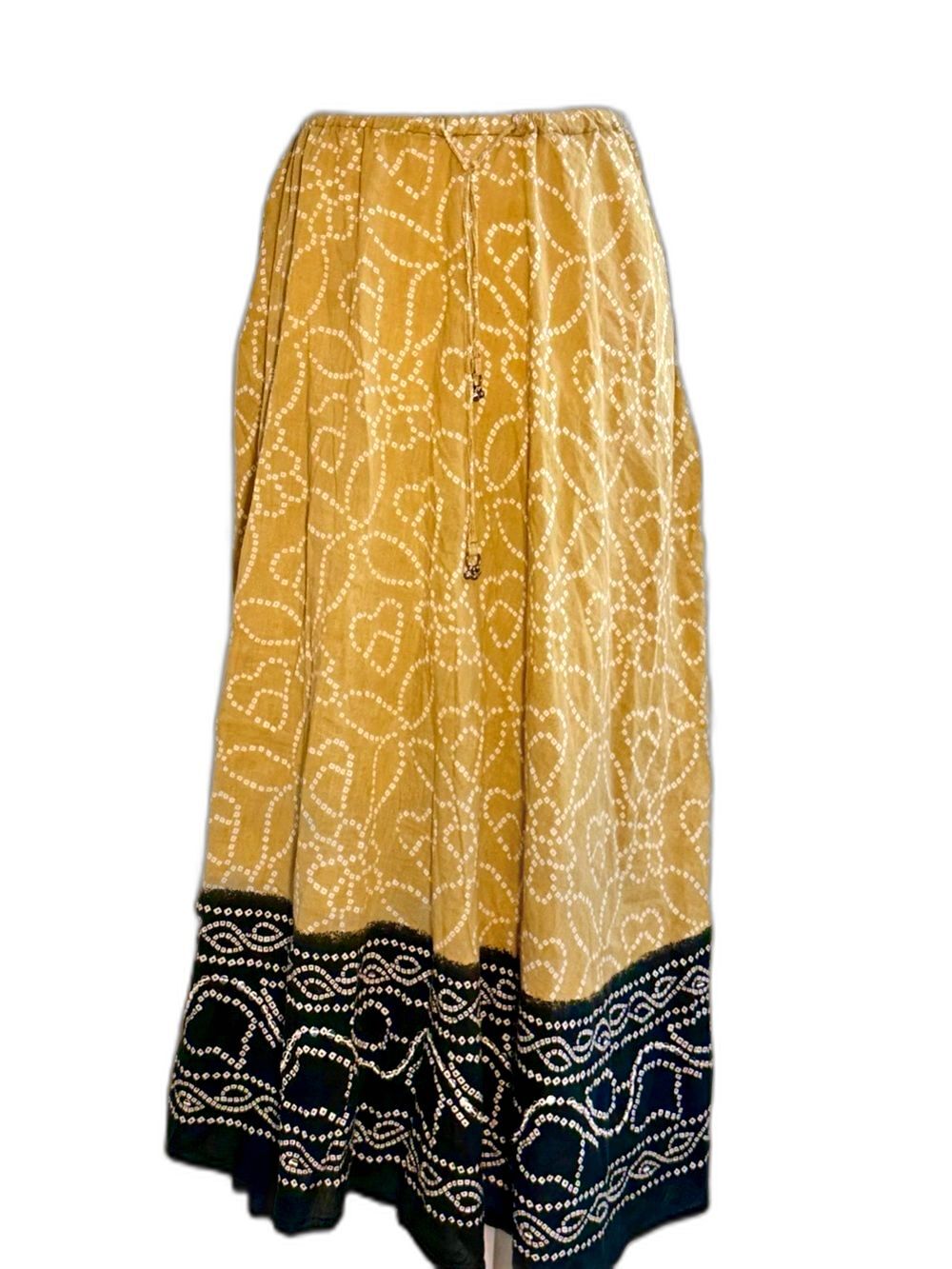 100% Cotton Embellished Boho Peasant Midi Skirt by White Stag Sz XL